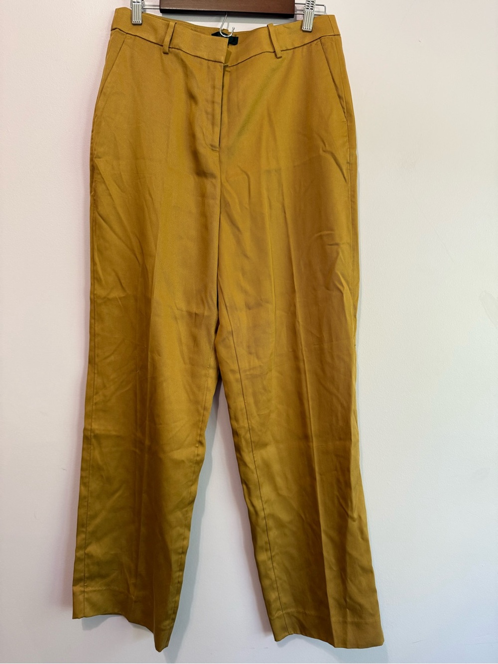 J Crew Ingrid Gramercy Trouser Mustard Yellow Gold Size 10 Tall Lyocell NWT